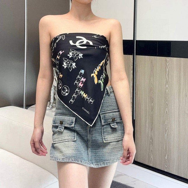 CHANEL 25S SCARF 90 IN SILK 735829