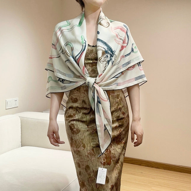 HERMES 25S SCARF 135 IN CASHMERE SILK 854593