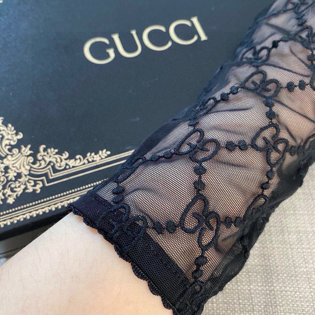 EMBROIDERED LACE MESH GLOVES BLACK 462433