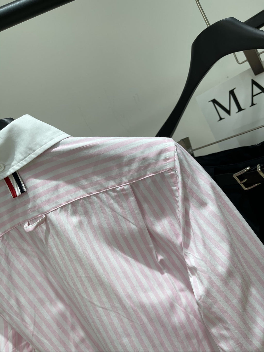 THOM VERTICAL STRIPE LONG-SLEEVE SHIRT IN PINK AND WHITE 246255