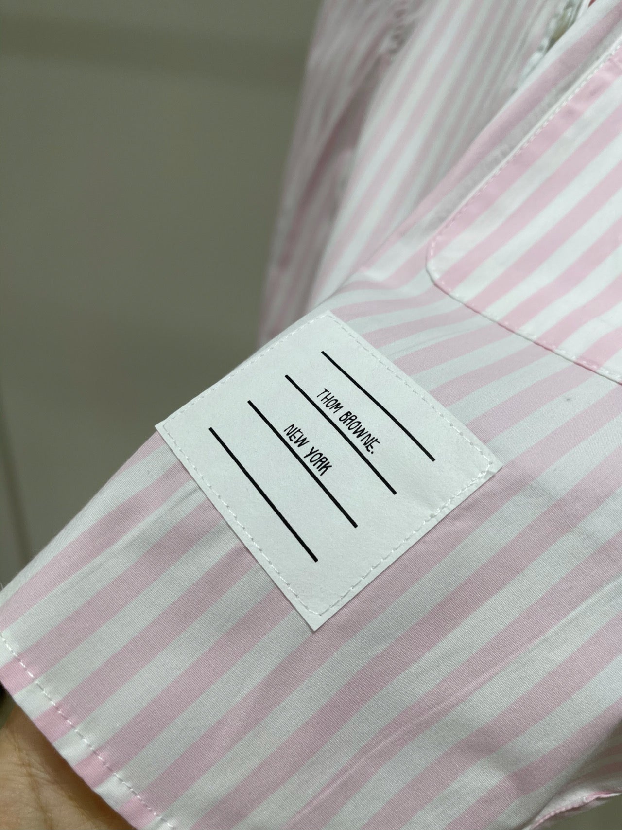 THOM VERTICAL STRIPE LONG-SLEEVE SHIRT IN PINK AND WHITE 246255