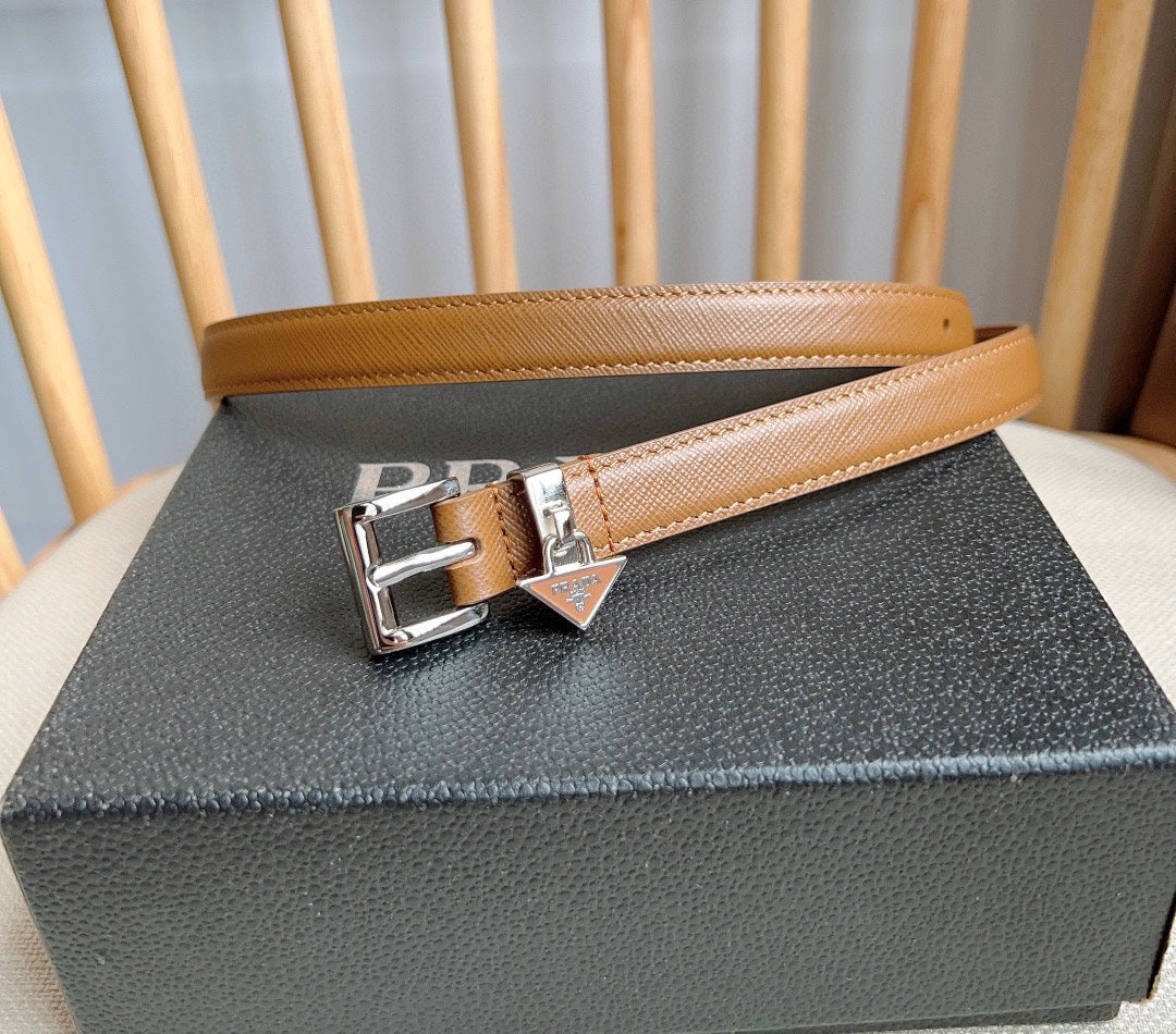 PRADA 25S BELT 15 MM IN BROWN CALFSKIN 571357