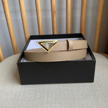 PRADA 25S BELT 20 MM IN BEIGE BROWN CALFSKIN 571384