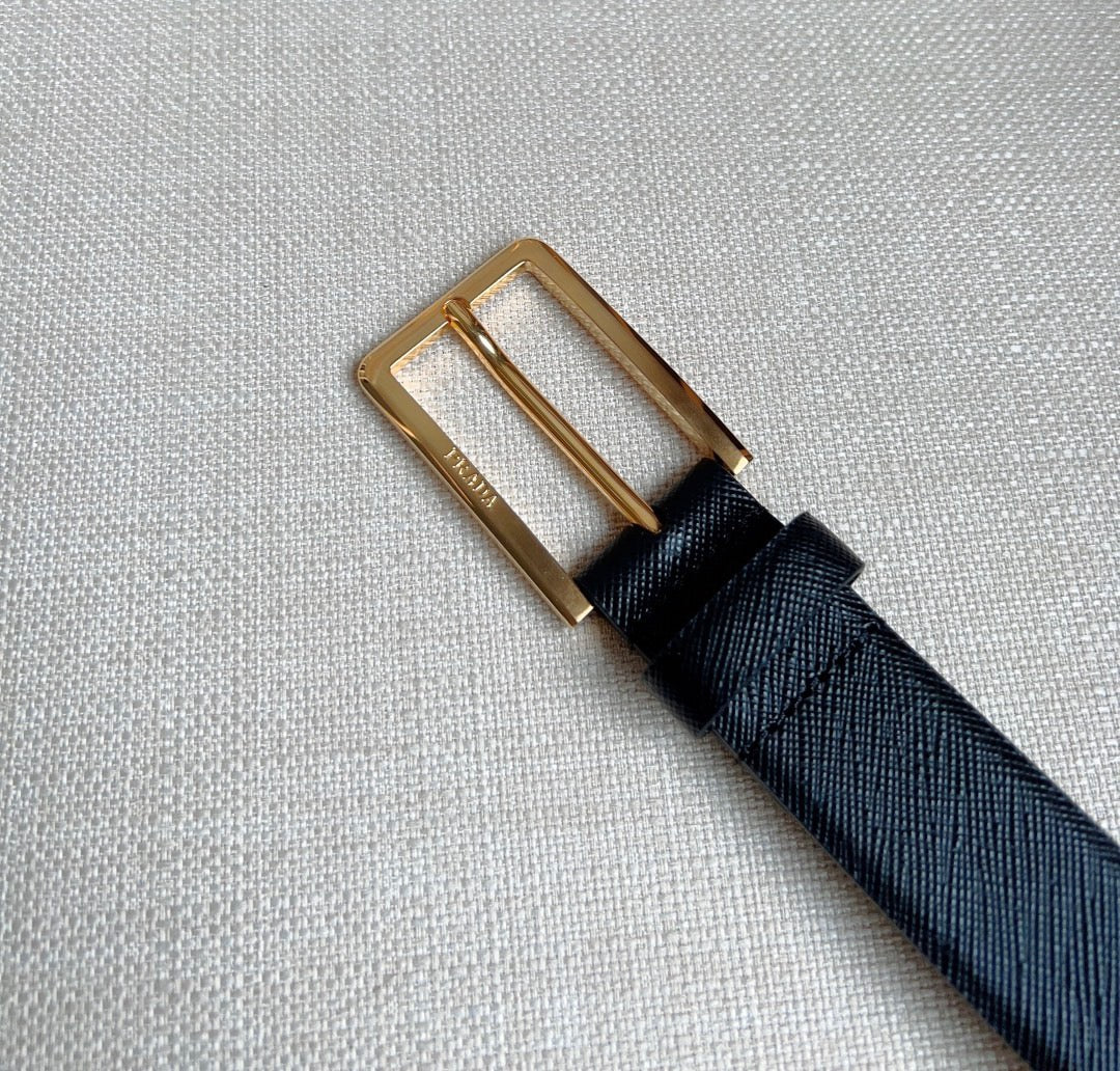 PRADA 25S BELT 30 MM IN BLACK CALFSKIN 580045