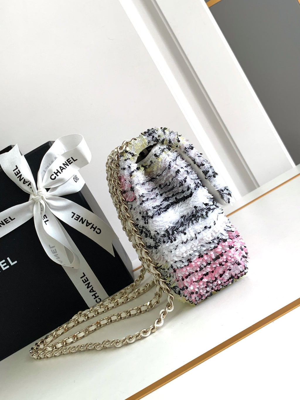 CC MINI 21 FLAP BAG IN COLORFUL WOOL TWEED