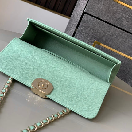 CHANEL 25S KELLY BAG 18 IN LIGHT GREEN CAVIAR LEATHER WITH GOLD HARDWARE