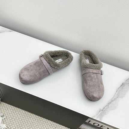 ALAIA 26S MULE IN PINKISH GREY SUEDE AND WOOL