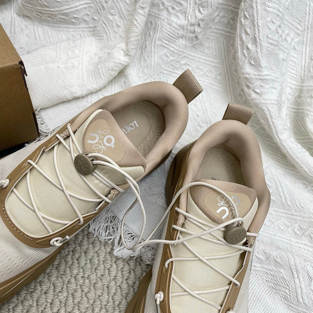 LOEWE 26S CLOUDSOLO SNEAKERS IN BROWN AND BEIGE RECYCLED POLYESTER