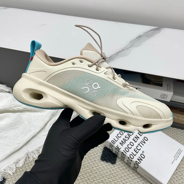 LOEWE 26S CLOUDSOLO SNEAKERS IN LIGHT BLUE AND BEIGE RECYCLED POLYESTER