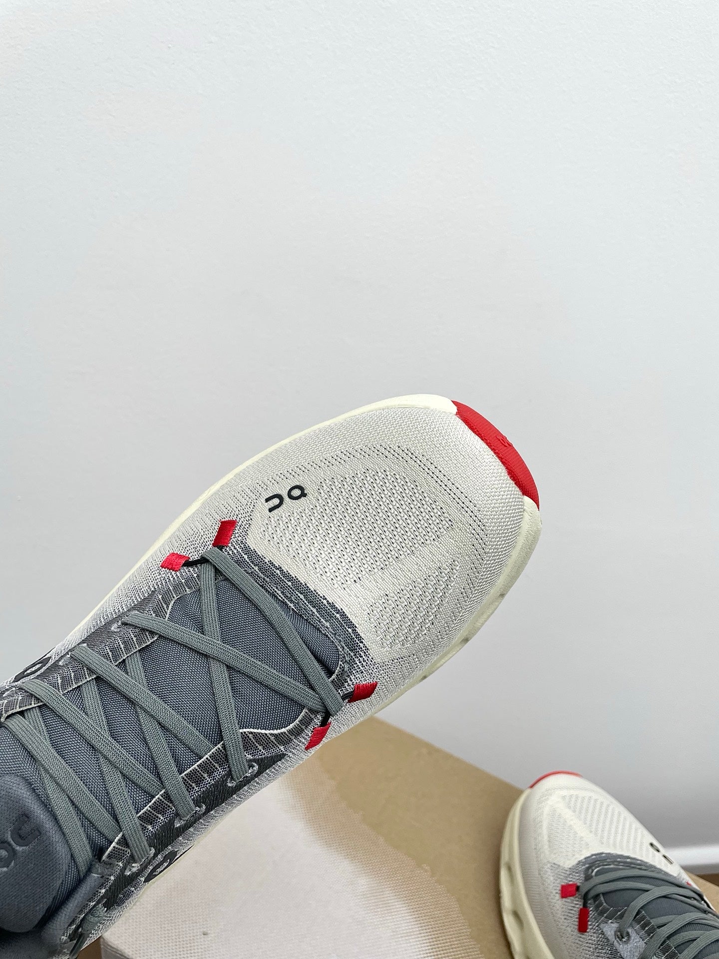LOEWE 26S CLOUDTILT SNEAKER IN DARK GRAY AND WHITE RECYCLED POLYESTER