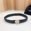 CC ELASTIC 30 MM BELT HEART BUCKLE IN BLACK EMBROIDERED CALFSKIN GOLD HARDWARE ATTACH RHINSTONES