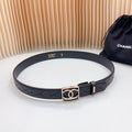 CC 30 MM BELT SQUARE BUCKLE IN BLACK EMBROIDERED CALFSKIN GOLD HARDWARE ATTACH RHINSTONES