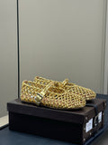 ALAIA MARY JANE FLATS 25S IN GOLD MESH CALSKIN WITH SILVER HARDWARE