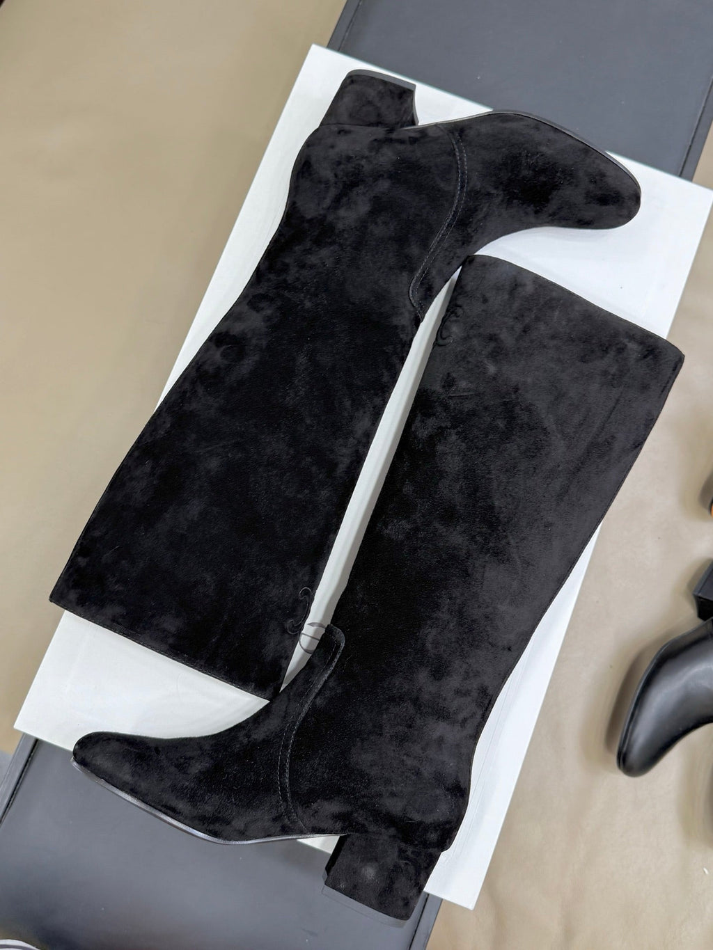 CELINE 26S HIGH-TOP BOOTS IN BLACK SUEDE