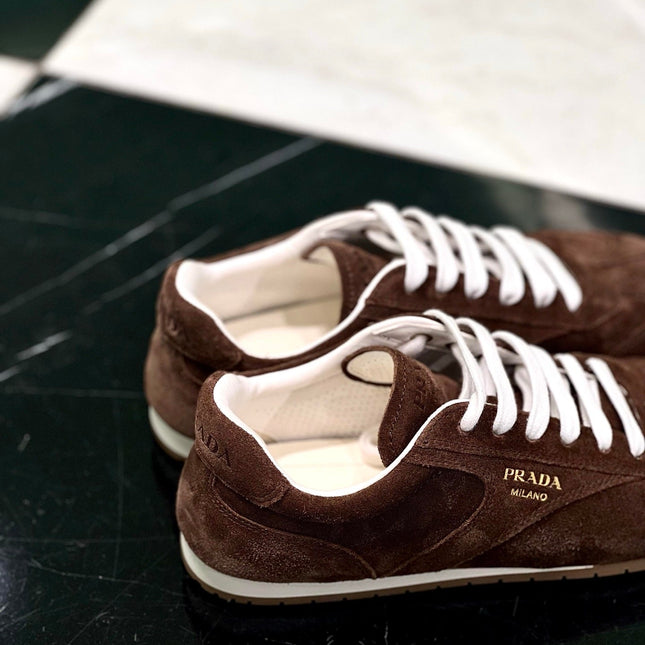 PRADA 25S SNEAKER IN DARK BROWN SUEDE STYLE 6