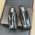 ALAIA 25S SQUARE LOAFER MULES IN BLACK GLOSSY CALFSKIN