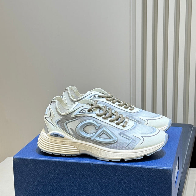 DIOR 26S B30 COUNTDOWN TECH SNEAKER IN GRAY AND LIGHT BLUE TECHNICAL FABRIC AND SUEDE