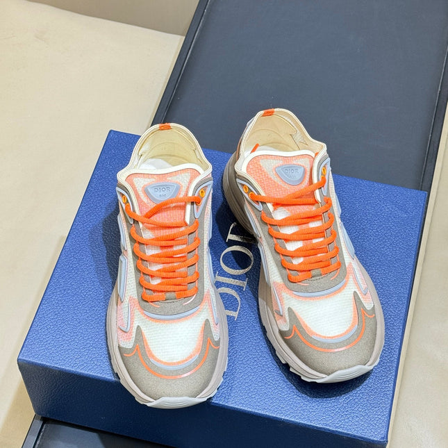 DIOR 26S B30 COUNTDOWN TECH SNEAKER IN GRAY AND ORANGE TECHNICAL FABRIC AND SUEDE