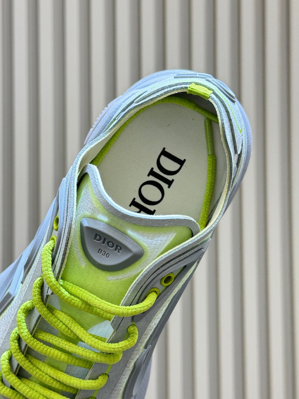 DIOR 26S B30 COUNTDOWN TECH SNEAKER IN GRAY AND GREEN TECHNICAL FABRIC AND SUEDE