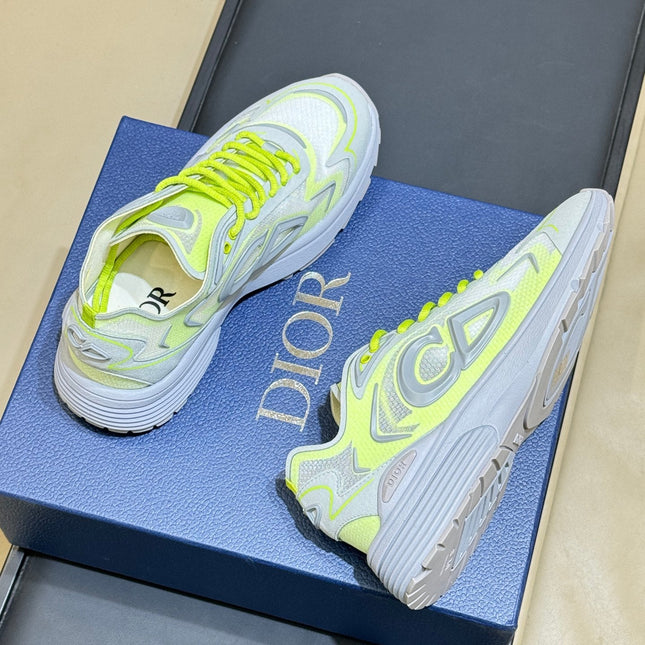 DIOR 26S B30 COUNTDOWN TECH SNEAKER IN GRAY AND GREEN TECHNICAL FABRIC AND SUEDE