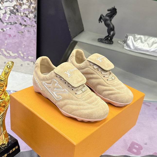 LV 26S FOOTPRINT SOCCER SNEAKERS IN BEIGE SUEDE