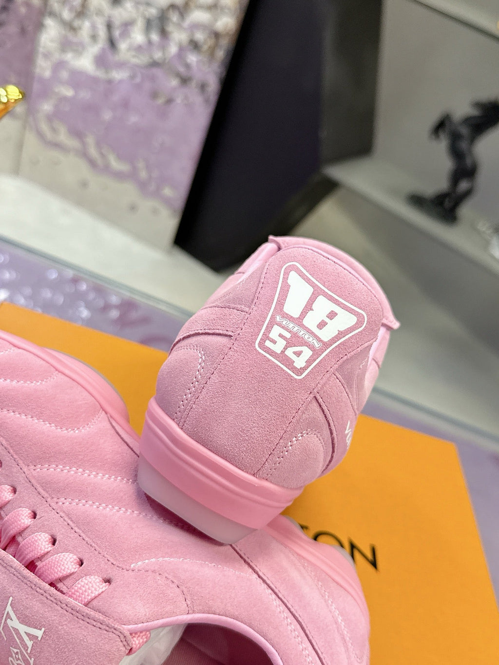 LV 26S FOOTPRINT SOCCER SNEAKERS IN PINK SUEDE