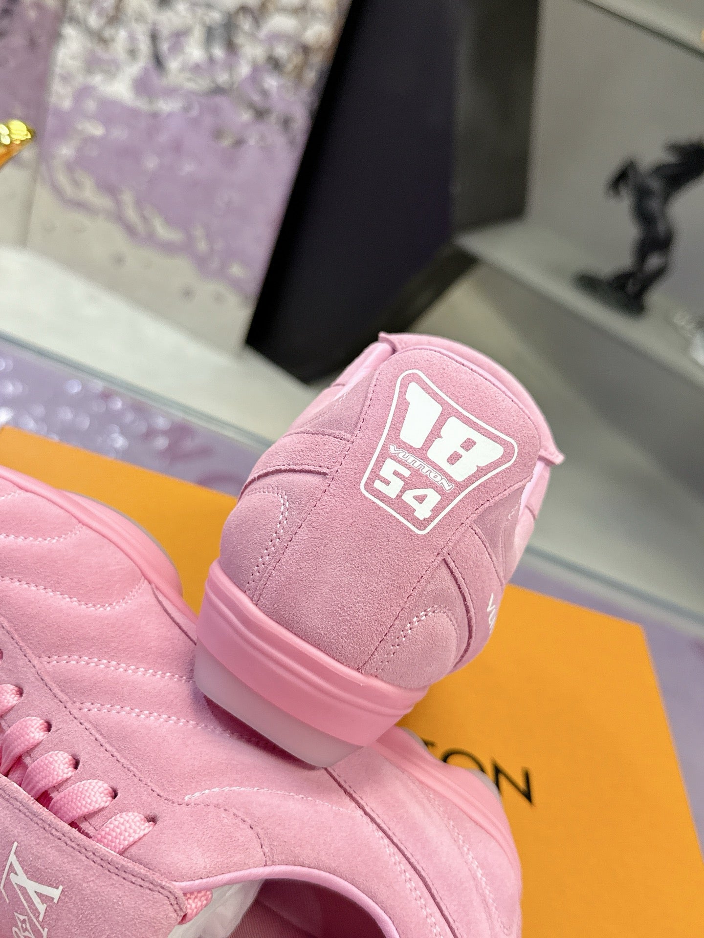 LV 26S FOOTPRINT SOCCER SNEAKERS IN PINK SUEDE