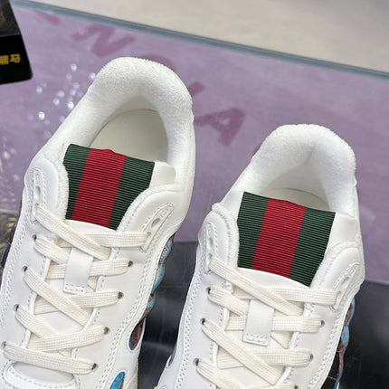 GUCCI 26S SNEAKER IN WHITE AND BLUE CALFSKIN