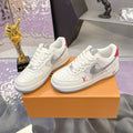 LV 26S DUNK LOW SNEAKERS IN WHITE GREY MONOGRAM SWOOSH CALFSKIN