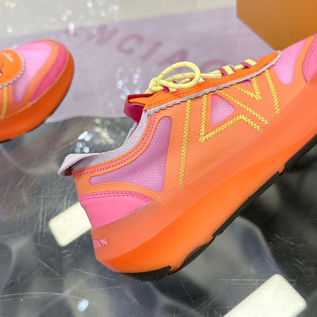 LV 26S SKATE SNEAKERS IN PINK ORANGE MESH TRANSLUCENT SOLE