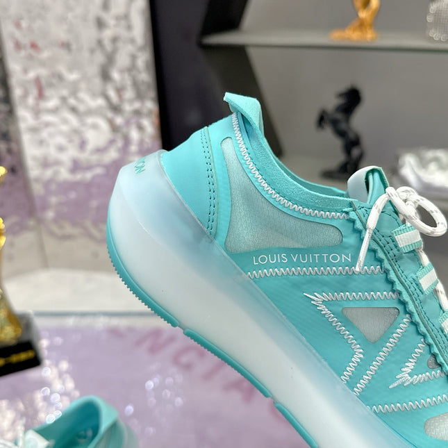 LV 26S SKATE SNEAKERS IN TIFFANY BLUE MESH TRANSLUCENT SOLE