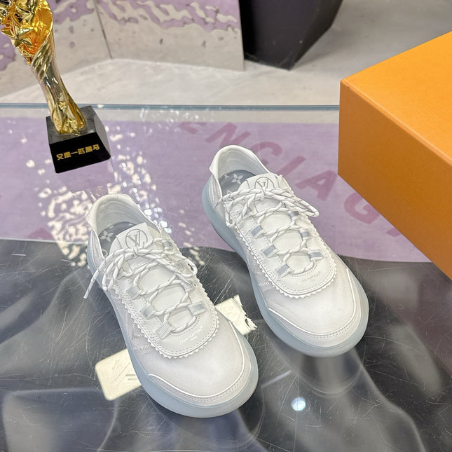 LV 26S SKATE SNEAKERS IN WHITE MESH TRANSLUCENT SOLE