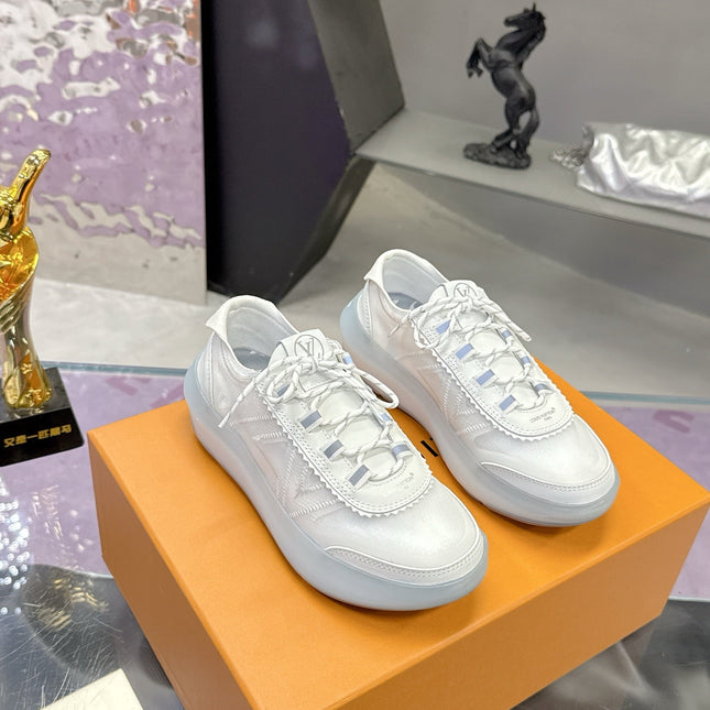 LV 26S SKATE SNEAKERS IN WHITE MESH TRANSLUCENT SOLE