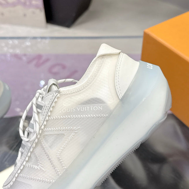 LV 26S SKATE SNEAKERS IN WHITE MESH TRANSLUCENT SOLE