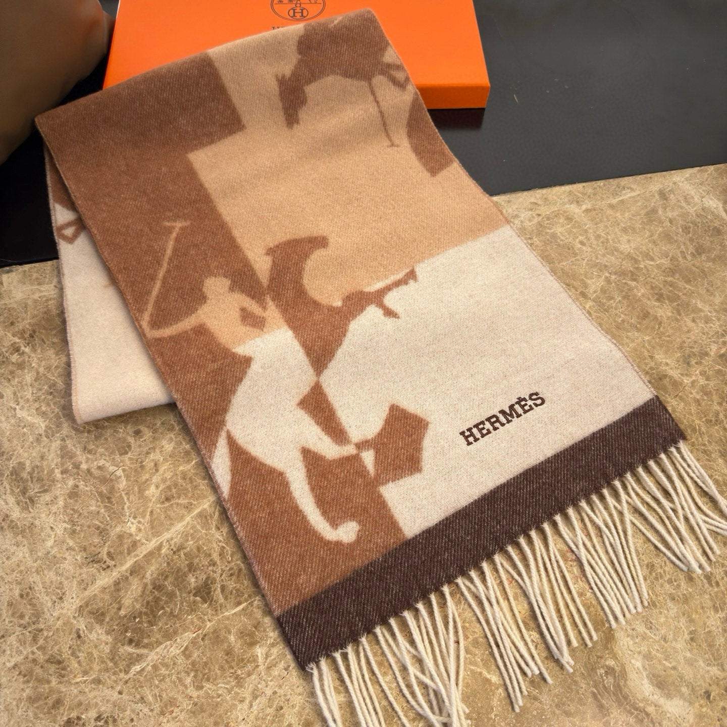 HERMES 25S SCARF 170 IN CASHMERE 854667