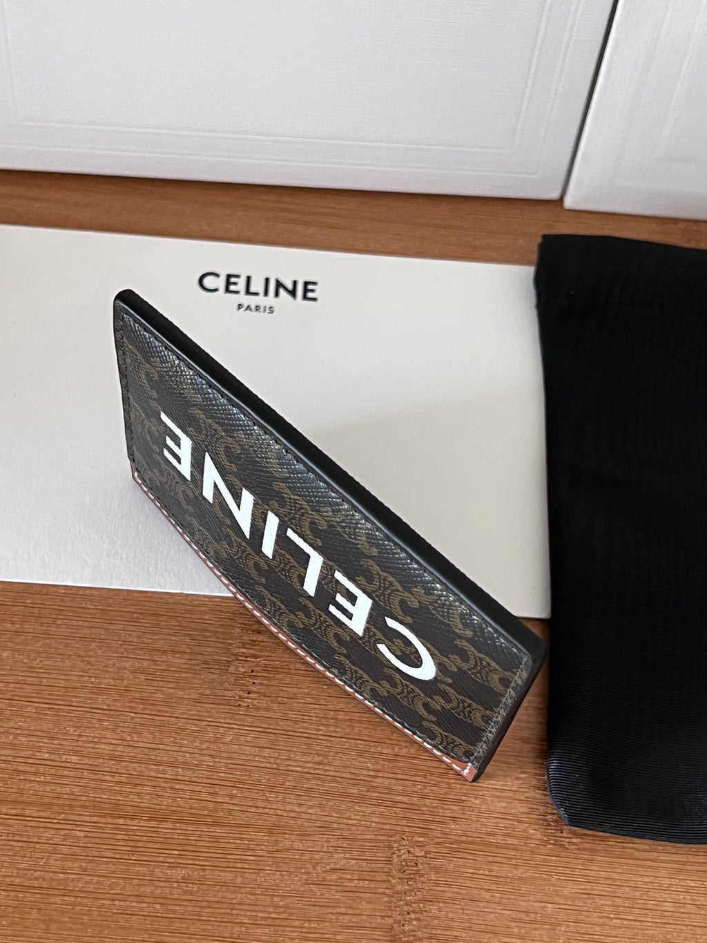 CELINE 25S CARD HOLDER 10 IN BROWN TRIOMPHE CANVAS WITH CELINE PRINT