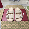SANDALS IN NUDE BEIGE SUEDE EMBOSSED LOGO SILVER HARDWARE