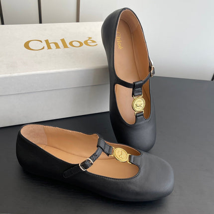 CHLOÉ 26S MARY JANE SHOES IN BLACK CALFSKIN