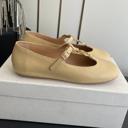 CHLOÉ 26S MARY JANE SHOES IN BEIGE CALFSKIN