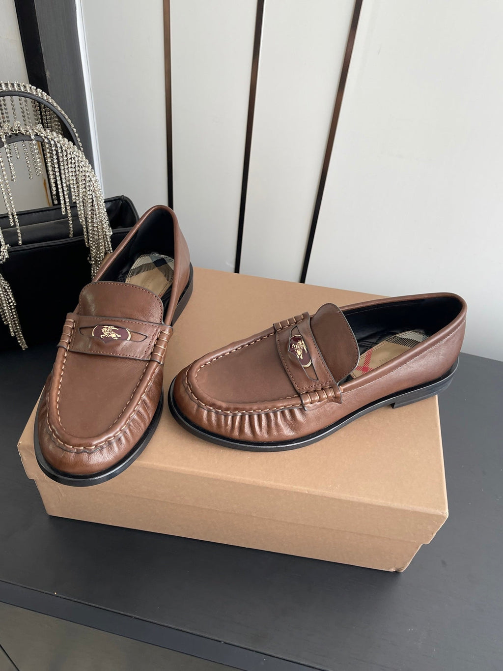BURBERRY 26S LOAFERS IN BROWN CALFSKIN
