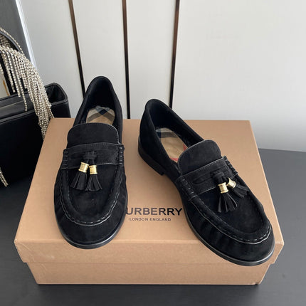 BURBERRY 26S LOAFERS IN BLACK SUEDE
