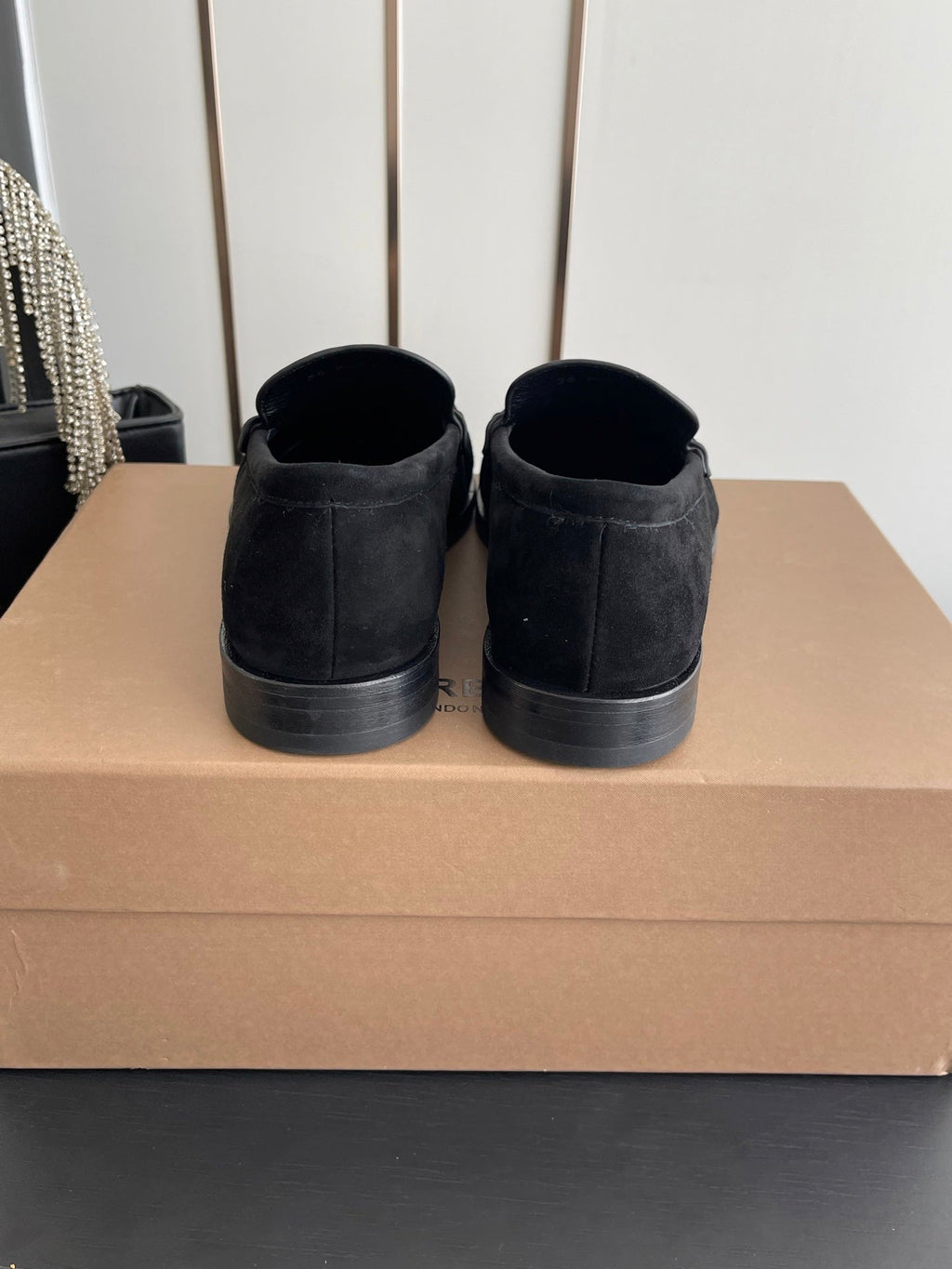 BURBERRY 26S LOAFERS IN BLACK SUEDE