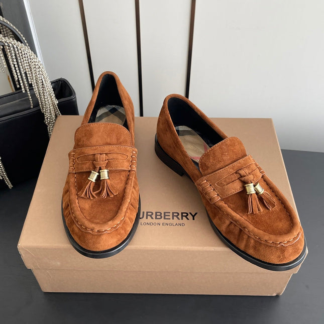 BURBERRY 26S LOAFERS IN BROWN SUEDE