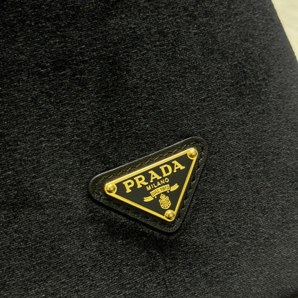 PRADA 25S BUCKET BAG 19 IN BLACK VELVET GOLD HARDWARE
