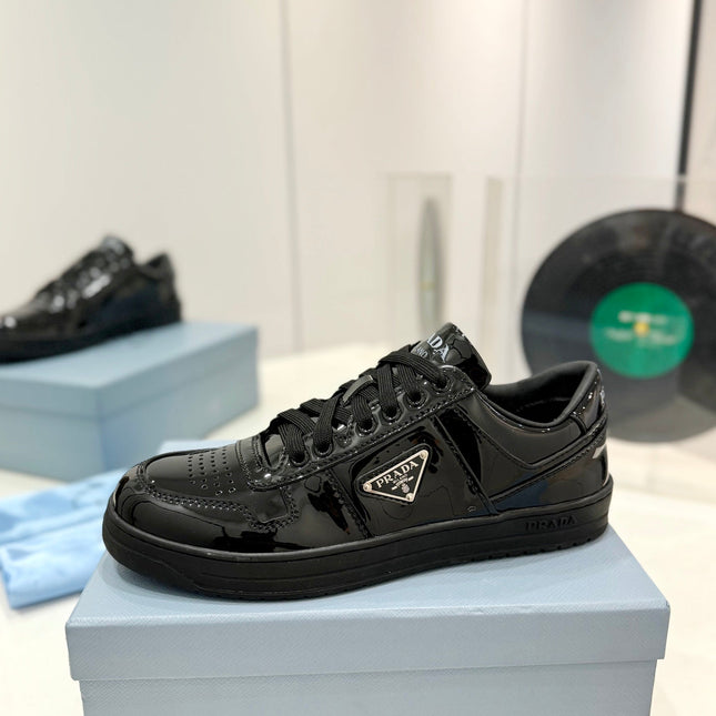 PRA DOWNTOWN PERFORATED SNEAKERS GLOSSY BLACK CALFSKIN
