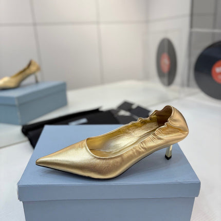 PRADA 26S PUMPS 55MM IN GOLD CALFSKIN