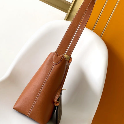 LV 25S LOW KEY HOBO BAG 35 CM IN BURNT ORANGE CALFSKIN