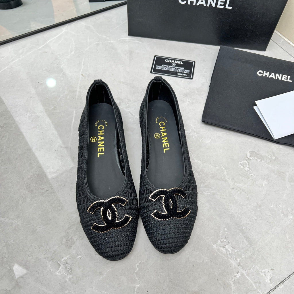 BALLET FLAT 10 MM IN BLACK RAFFIA