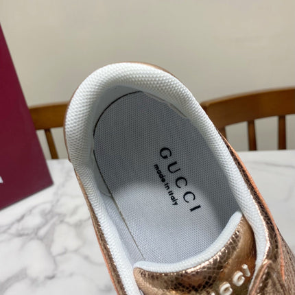GUCCI 26S SNEAKER IN ROSE GOLD METALLIC CALFSKIN