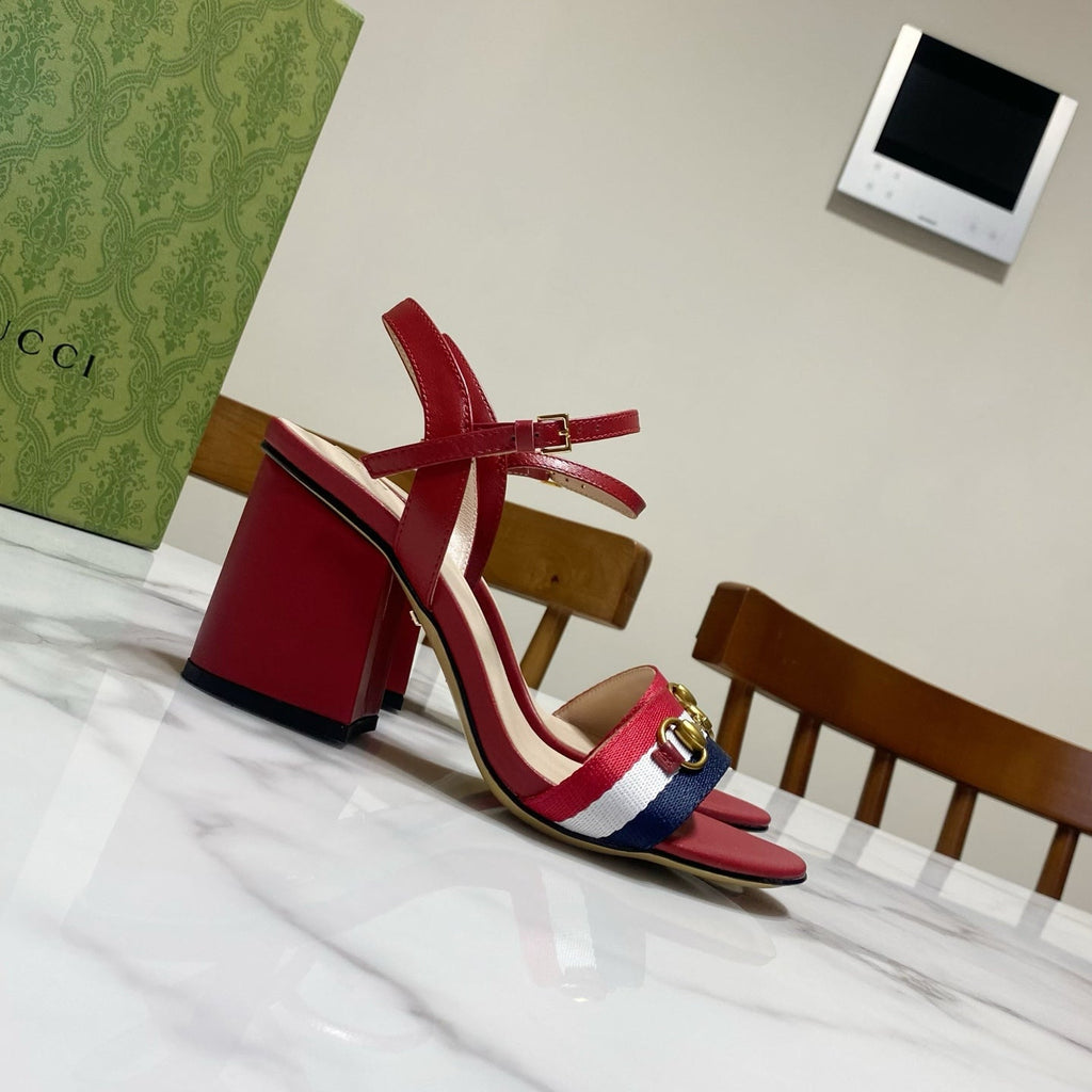 GUCCI 26S HEELED SANDALS 70 MM IN RED CALFSKIN